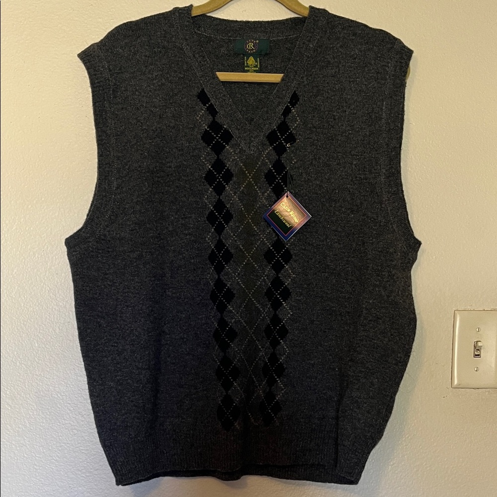 Macy's Charcoal Argyle V-Neck Sweater Vest